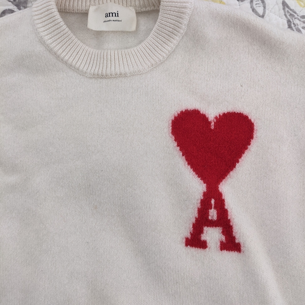 AMI Paris white wool jumper unisex